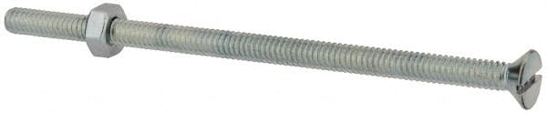 Value Collection - 1/4-20 UNC, 5" OAL Slotted Drive Machine Screw - Flat Head, Grade J82 Steel, Zinc-Plated Finish, Without Washer - Exact Tooling