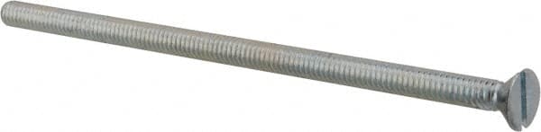 Value Collection - 1/4-20 UNC, 5-1/2" OAL Slotted Drive Machine Screw - Flat Head, Grade 2 Steel, Zinc-Plated Finish, Without Washer - Exact Tooling