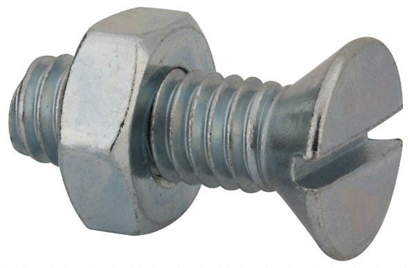 Value Collection - 5/16-18 UNC, 1" OAL Slotted Drive Machine Screw - Flat Head, Grade 2 Steel, Zinc-Plated Finish, Without Washer - Exact Tooling