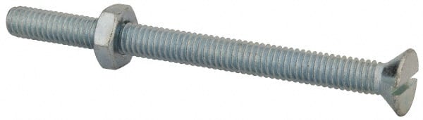 Value Collection - 5/16-18 UNC, 4" OAL Slotted Drive Machine Screw - Flat Head, Grade 2 Steel, Zinc-Plated Finish, Without Washer - Exact Tooling