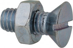 Value Collection - 3/8-16 UNC, 1" OAL Slotted Drive Machine Screw - Flat Head, Grade 2 Steel, Zinc-Plated Finish, Without Washer - Exact Tooling