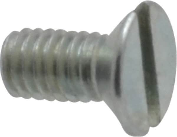 Value Collection - M3x0.50, 6mm OAL Slotted Drive Machine Screw - Flat Head, Grade 4.8 Steel, Zinc-Plated Finish, Without Washer - Exact Tooling