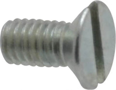 Value Collection - M3x0.50, 6mm OAL Slotted Drive Machine Screw - Flat Head, Grade 4.8 Steel, Zinc-Plated Finish, Without Washer - Exact Tooling