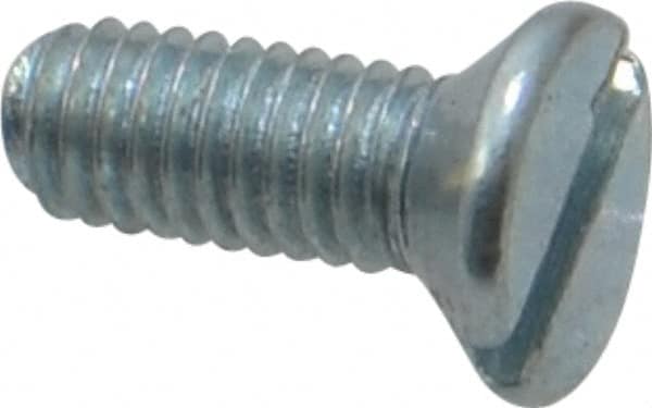 Value Collection - M3x0.50, 8mm OAL Slotted Drive Machine Screw - Flat Head, Grade 4.8 Steel, Zinc-Plated Finish, Without Washer - Exact Tooling