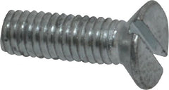 Value Collection - M3x0.50, 10mm OAL Slotted Drive Machine Screw - Flat Head, Grade 4.8 Steel, Zinc-Plated Finish, Without Washer - Exact Tooling