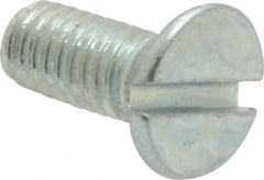 Value Collection - M4x0.70, 10mm OAL Slotted Drive Machine Screw - Flat Head, Grade 4.8 Steel, Zinc-Plated Finish, Without Washer - Exact Tooling