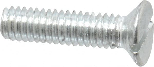Value Collection - M4x0.70, 16mm OAL Slotted Drive Machine Screw - Flat Head, Grade 4.8 Steel, Zinc-Plated Finish, Without Washer - Exact Tooling