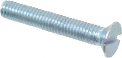 Value Collection - M4x0.70, 25mm OAL Slotted Drive Machine Screw - Flat Head, Grade 4.8 Steel, Zinc-Plated Finish, Without Washer - Exact Tooling