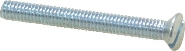 Value Collection - M4x0.70, 35mm OAL Slotted Drive Machine Screw - Flat Head, Grade 4.8 Steel, Zinc-Plated Finish, Without Washer - Exact Tooling