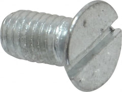 Value Collection - M5x0.80, 10mm OAL Slotted Drive Machine Screw - Flat Head, Grade 4.8 Steel, Zinc-Plated Finish, Without Washer - Exact Tooling