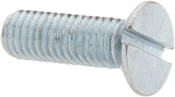 Value Collection - M5x0.80, 16mm OAL Slotted Drive Machine Screw - Flat Head, Grade 4.8 Steel, Zinc-Plated Finish, Without Washer - Exact Tooling