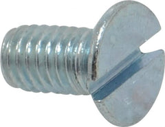 Value Collection - M6x1.00, 12mm OAL Slotted Drive Machine Screw - Flat Head, Grade 4.8 Steel, Zinc-Plated Finish, Without Washer - Exact Tooling