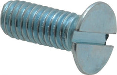 Value Collection - M6x1.00, 16mm OAL Slotted Drive Machine Screw - Flat Head, Grade 4.8 Steel, Zinc-Plated Finish, Without Washer - Exact Tooling