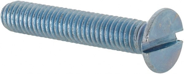 Value Collection - M6x1.00, 35mm OAL Slotted Drive Machine Screw - Flat Head, Grade 4.8 Steel, Zinc-Plated Finish, Without Washer - Exact Tooling