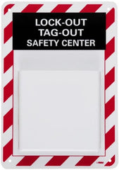 NMC - 1 Piece, Empty Plastic Tag and Padlock / Hasp Station - 13 Inch Wide x 15-1/2 Inch High, Yellow - Exact Tooling