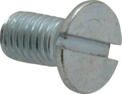 Value Collection - M8x1.25, 16mm OAL Slotted Drive Machine Screw - Flat Head, Grade 4.8 Steel, Zinc-Plated Finish, Without Washer - Exact Tooling