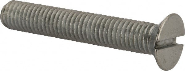 Value Collection - M8x1.25, 50mm OAL Slotted Drive Machine Screw - Flat Head, Grade 4.8 Steel, Zinc-Plated Finish, Without Washer - Exact Tooling