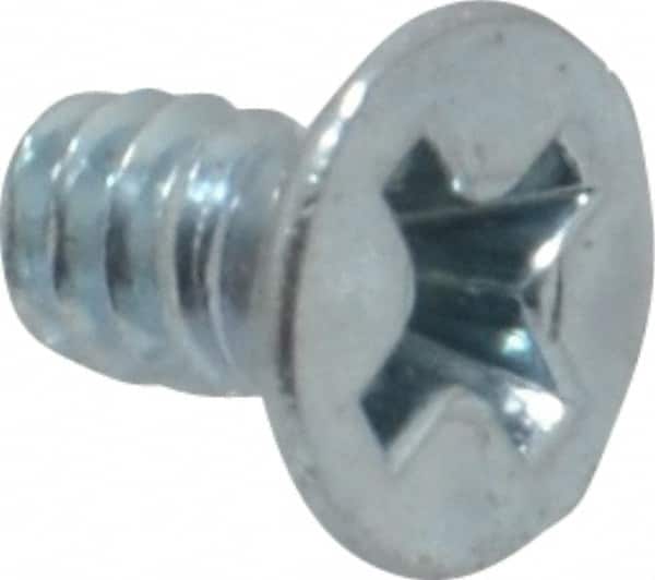 Value Collection - #6-32 UNC, 1/4" OAL Phillips Drive Machine Screw - Flat Head, Grade 2 Steel, Zinc-Plated Finish, Without Washer - Exact Tooling