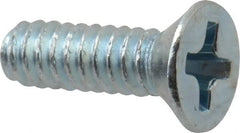 Value Collection - #6-32 UNC, 7/16" OAL Phillips Drive Machine Screw - Flat Head, Grade J82 Steel, Zinc-Plated Finish, Without Washer - Exact Tooling