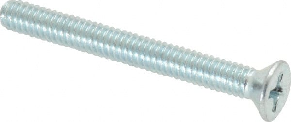 Value Collection - #8-32 UNC, 1-1/2" OAL Phillips Drive Machine Screw - Flat Head, Grade 2 Steel, Zinc-Plated Finish, Without Washer - Exact Tooling