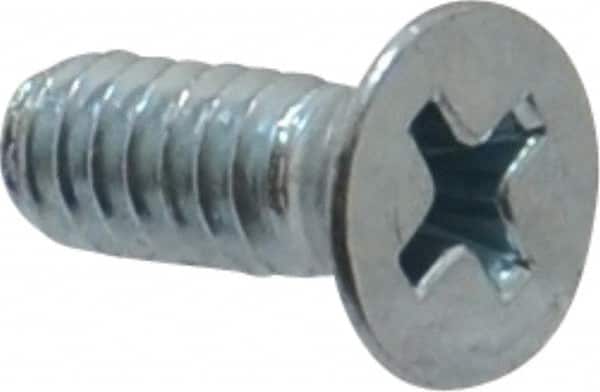 Value Collection - #10-24 UNC, 1/2" OAL Phillips Drive Machine Screw - Flat Head, Grade 2 Steel, Zinc-Plated Finish, Without Washer - Exact Tooling