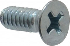 Value Collection - #10-24 UNC, 1/2" OAL Phillips Drive Machine Screw - Flat Head, Grade 2 Steel, Zinc-Plated Finish, Without Washer - Exact Tooling