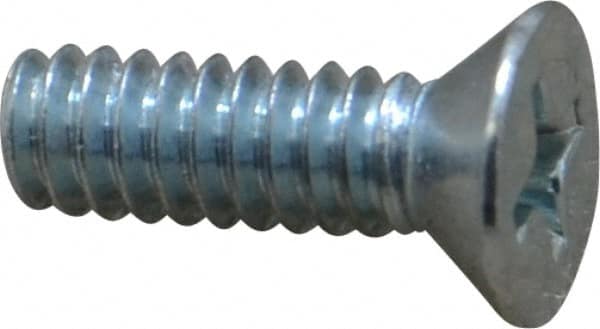 Value Collection - #10-24 UNC, 5/8" OAL Phillips Drive Machine Screw - Flat Head, Grade 2 Steel, Zinc-Plated Finish, Without Washer - Exact Tooling