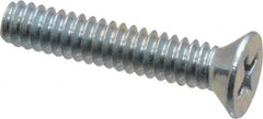 Value Collection - #10-24 UNC, 1" OAL Phillips Drive Machine Screw - Flat Head, Grade 2 Steel, Zinc-Plated Finish, Without Washer - Exact Tooling