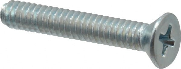 Value Collection - #10-24 UNC, 1-1/4" OAL Phillips Drive Machine Screw - Flat Head, Grade 2 Steel, Zinc-Plated Finish, Without Washer - Exact Tooling