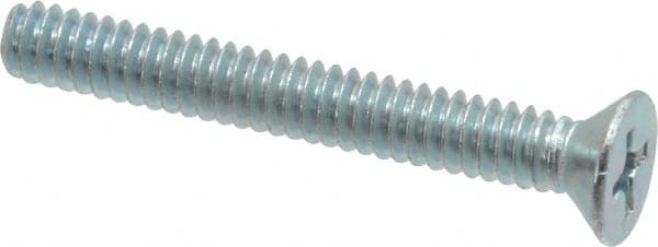 Value Collection - #10-24 UNC, 1-1/2" OAL Phillips Drive Machine Screw - Flat Head, Grade 2 Steel, Zinc-Plated Finish, Without Washer - Exact Tooling