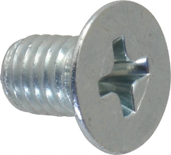 Value Collection - #10-32 UNF, 5/16" OAL Phillips Drive Machine Screw - Flat Head, Grade 2 Steel, Zinc-Plated Finish, Without Washer - Exact Tooling