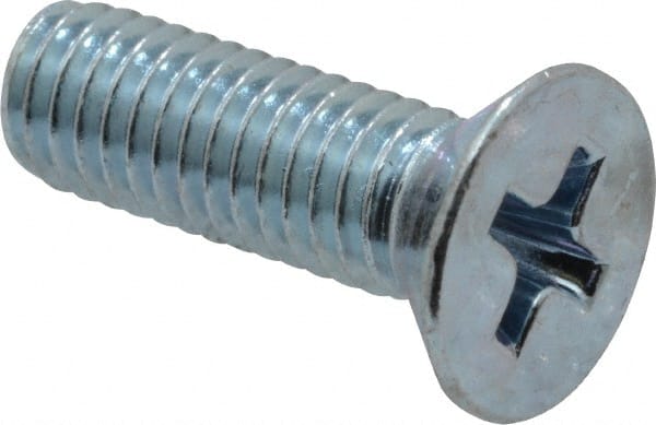 Value Collection - #10-32 UNF, 5/8" OAL Phillips Drive Machine Screw - Flat Head, Grade 2 Steel, Zinc-Plated Finish, Without Washer - Exact Tooling