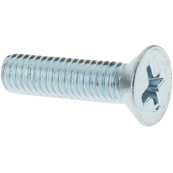 Value Collection - #10-32 UNF, 3/4" OAL Phillips Drive Machine Screw - Flat Head, Grade 2 Steel, Zinc-Plated Finish, Without Washer - Exact Tooling