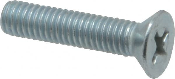 Value Collection - #10-32 UNF, 7/8" OAL Phillips Drive Machine Screw - Flat Head, Grade 2 Steel, Zinc-Plated Finish, Without Washer - Exact Tooling