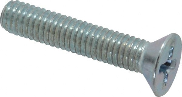 Value Collection - #10-32 UNF, 1" OAL Phillips Drive Machine Screw - Flat Head, Grade 2 Steel, Zinc-Plated Finish, Without Washer - Exact Tooling