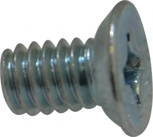 Value Collection - #12-24 UNC, 3/8" OAL Phillips Drive Machine Screw - Flat Head, Grade 2 Steel, Zinc-Plated Finish, Without Washer - Exact Tooling