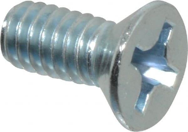 Value Collection - #12-24 UNC, 1/2" OAL Phillips Drive Machine Screw - Flat Head, Grade 2 Steel, Zinc-Plated Finish, Without Washer - Exact Tooling