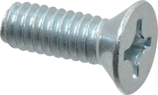 Value Collection - #12-24 UNC, 5/8" OAL Phillips Drive Machine Screw - Flat Head, Grade 2 Steel, Zinc-Plated Finish, Without Washer - Exact Tooling