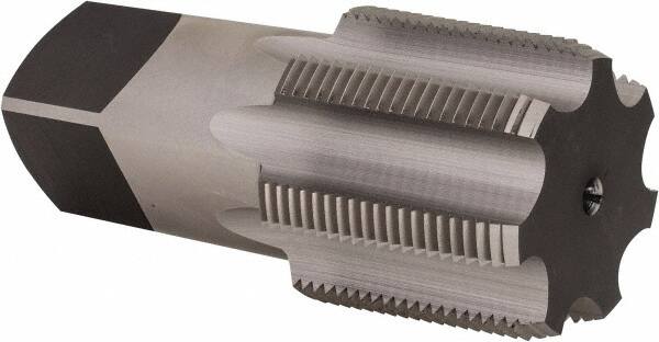 OSG - 1-1/2 - 11-1/2 NPT Thread, 7 Flute Standard Pipe Tap - 4-1/4" OAL, 1-3/4" Thread Length, 1-1/2" Shank Diam, Bright Finish, High Speed Steel - Exact Tooling