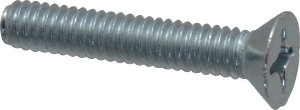 Value Collection - #12-24 UNC, 1-1/4" OAL Phillips Drive Machine Screw - Flat Head, Grade J82 Steel, Zinc-Plated Finish, Without Washer - Exact Tooling