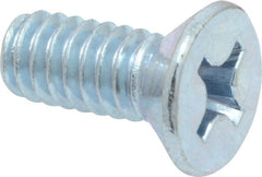 Value Collection - 1/4-20 UNC, 5/8" OAL Phillips Drive Machine Screw - Flat Head, Grade 2 Steel, Zinc-Plated Finish, Without Washer - Exact Tooling