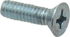 Value Collection - 1/4-20 UNC, 7/8" OAL Phillips Drive Machine Screw - Flat Head, Grade 2 Steel, Zinc-Plated Finish, Without Washer - Exact Tooling