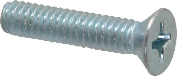 Value Collection - 1/4-20 UNC, 1-1/4" OAL Phillips Drive Machine Screw - Flat Head, Grade 2 Steel, Zinc-Plated Finish, Without Washer - Exact Tooling