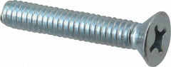 Value Collection - 1/4-20 UNC, 1-1/2" OAL Phillips Drive Machine Screw - Flat Head, Grade 2 Steel, Zinc-Plated Finish, Without Washer - Exact Tooling