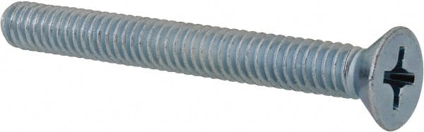 Value Collection - 1/4-20 UNC, 2-1/4" OAL Phillips Drive Machine Screw - Flat Head, Grade 2 Steel, Zinc-Plated Finish, Without Washer - Exact Tooling