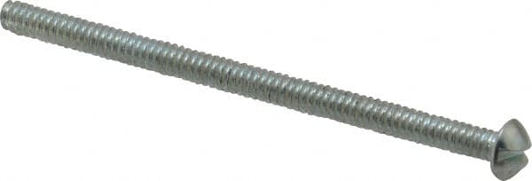 Value Collection - #6-32 UNC, 2-1/4" Length Under Head Slotted Drive Machine Screw - Round Head, Grade 2 Alloy Steel, Zinc-Plated Finish, Without Washer - Exact Tooling
