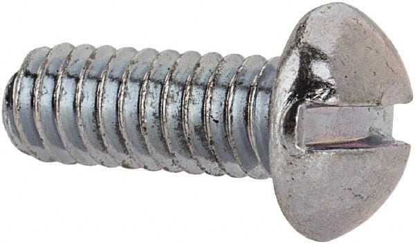 Value Collection - #8-32 UNC, 7/16" Length Under Head Slotted Drive Machine Screw - Round Head, Grade J82 Steel, Zinc-Plated Finish, Without Washer - Exact Tooling