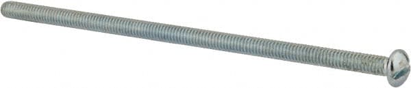 Value Collection - #8-32 UNC, 4" Length Under Head Slotted Drive Machine Screw - Round Head, Grade 2 Alloy Steel, Zinc-Plated Finish, Without Washer - Exact Tooling