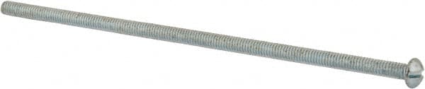 Value Collection - #8-32 UNC, 5" Length Under Head Slotted Drive Machine Screw - Round Head, Grade J82 Steel, Zinc-Plated Finish, Without Washer - Exact Tooling
