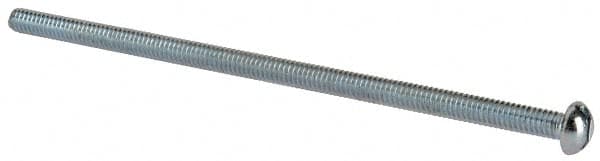 Value Collection - 1/4-20 UNC, 6" Length Under Head Slotted Drive Machine Screw - Round Head, Grade 2 Alloy Steel, Zinc-Plated Finish, Without Washer - Exact Tooling